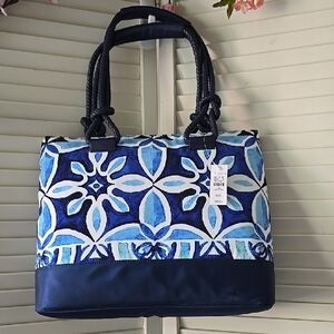 Talbots Blue & White Patterened Tote Bag. NWT